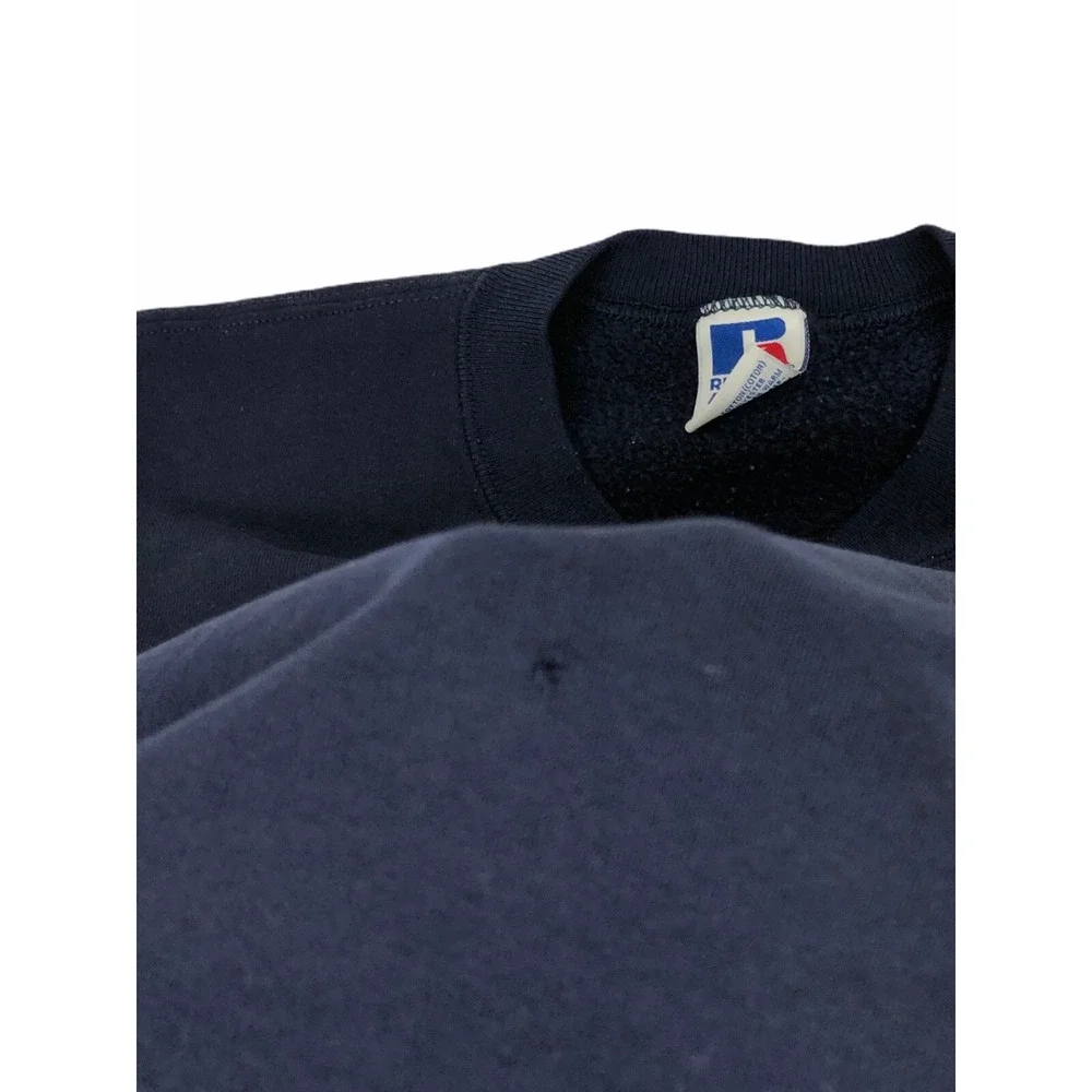 Russell Athletic Mens XL Blank Sweatshirt Crewneck Navy Blue Faded Vintage Gym